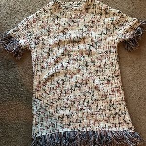 Tweed mini dress with fringe